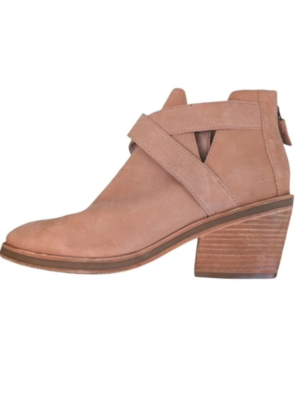 Eileen Fisher Derby Suede Crossover Strap Ankle Bootie Size 8